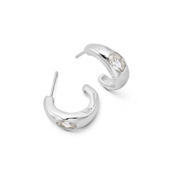 Daisy London Sterling Silver Estee Lalonde Chunky Sapphire Hoop Earrings