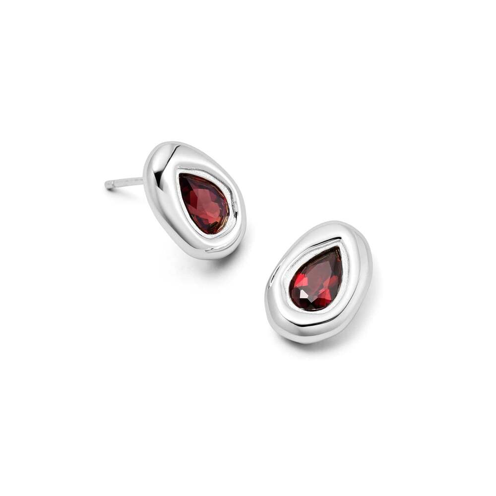 Daisy London Sterling Silver Estee Lalonde Garnet Teardrop Studs