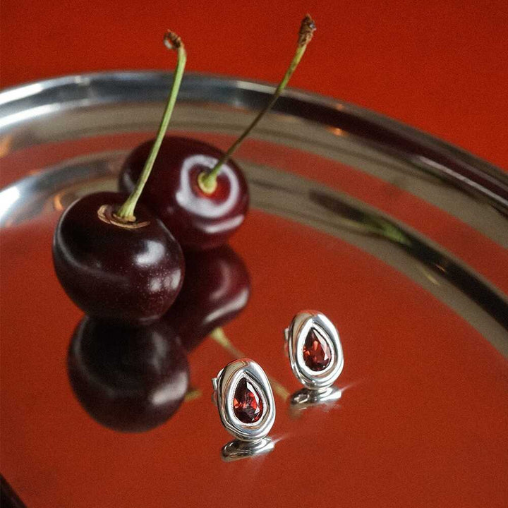 Daisy London Sterling Silver Estee Lalonde Garnet Teardrop Studs Additional Image - 1