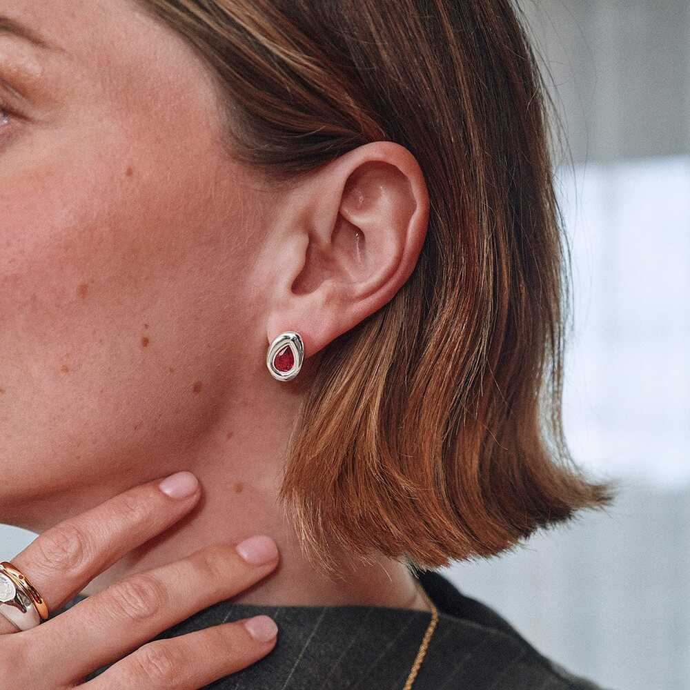 Daisy London Sterling Silver Estee Lalonde Garnet Teardrop Studs Additional Image - 2