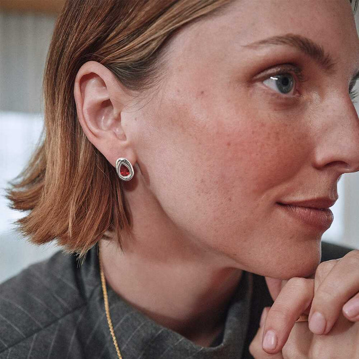 Daisy London Sterling Silver Estee Lalonde Garnet Teardrop Studs Additional Image - 3