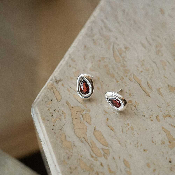 Daisy London Sterling Silver Estee Lalonde Garnet Teardrop Studs Additional Image - 4