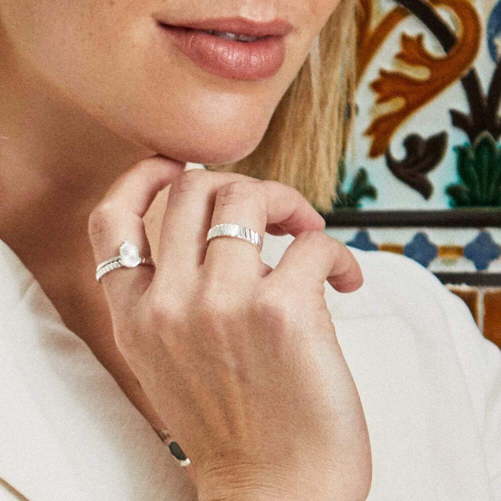 Daisy London Sterling Silver Estee Lalonde Mini Sunburst Shield Ring Additional Image - 1