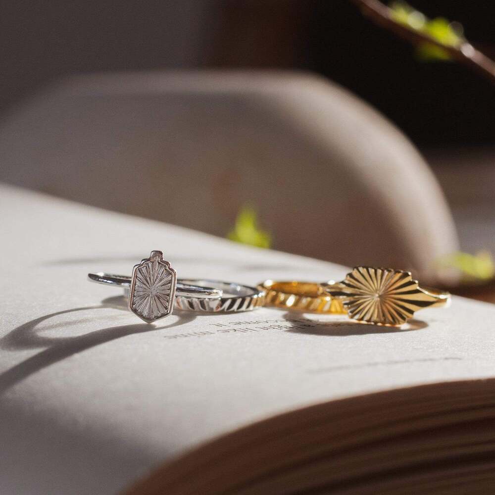 Daisy London Sterling Silver Estee Lalonde Mini Sunburst Shield Ring Additional Image - 2