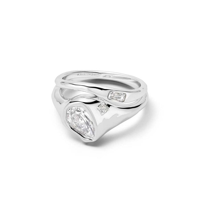 Daisy London Sterling Silver Estee Lalonde Sapphire Organic Ring Stack