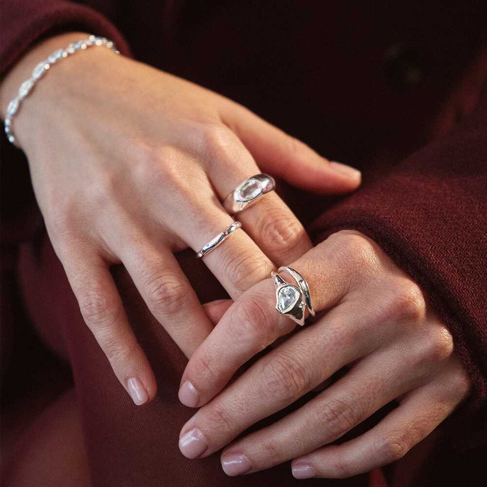 Daisy London Sterling Silver Estee Lalonde Sapphire Organic Ring Stack Additional Image - 1