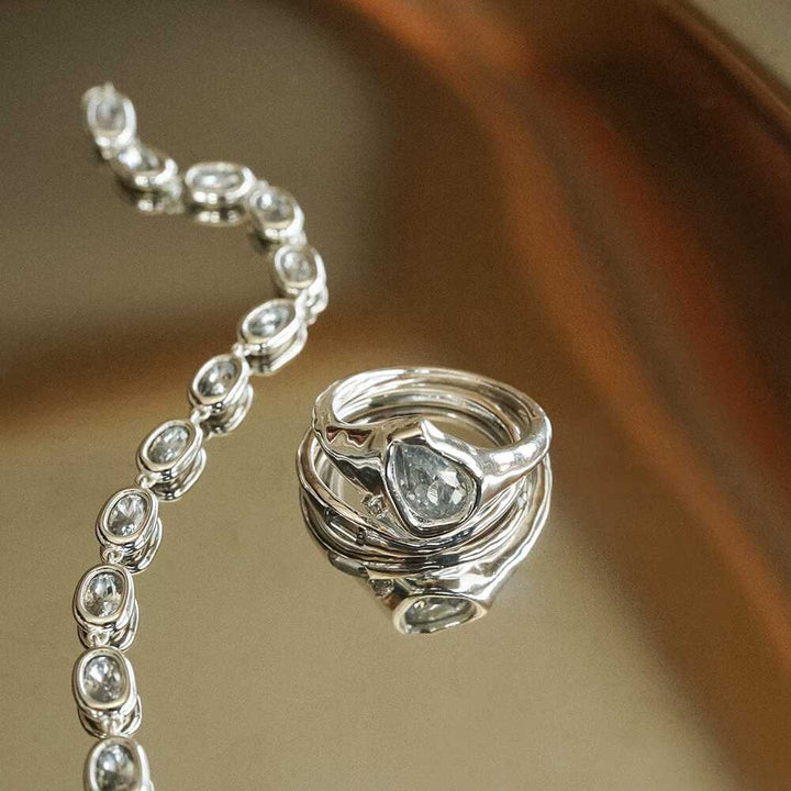 Daisy London Sterling Silver Estee Lalonde Sapphire Organic Ring Stack Additional Image - 2