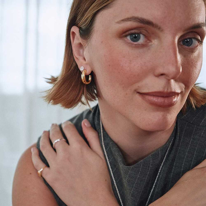 Daisy London Sterling Silver Estee Lalonde Sapphire Organic Stud Earrings Additional Image - 1