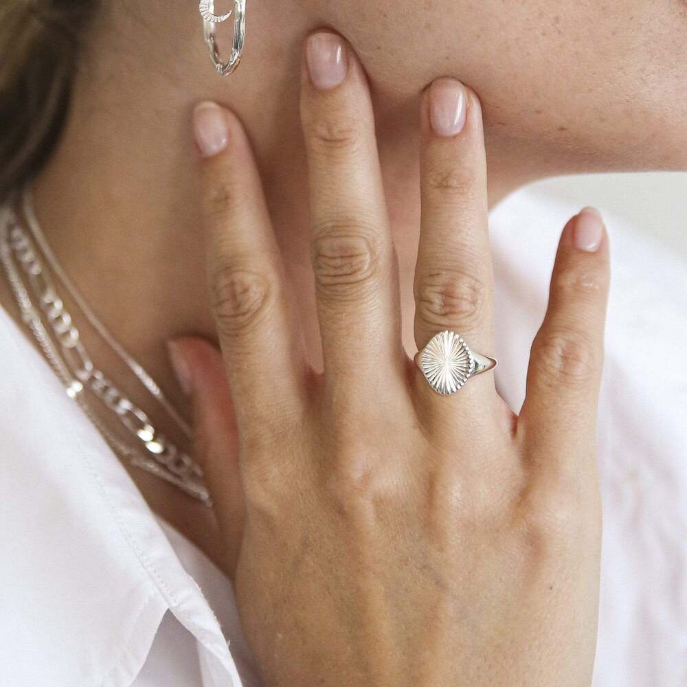 Daisy London Sterling Silver Estee Lalonde Sunburst Signet Ring Additional Image - 1