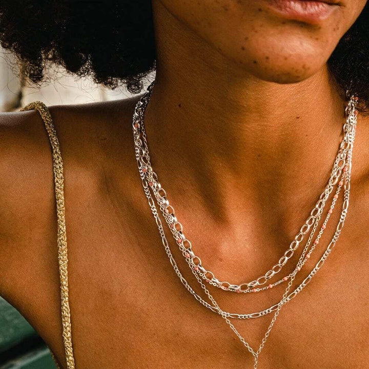 Daisy London Sterling Silver Fine Figaro Chain Necklace Additional Image - 1