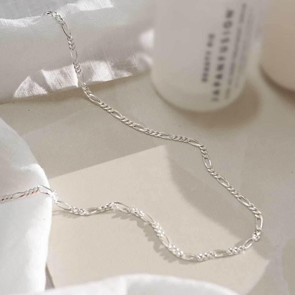 Daisy London Sterling Silver Fine Figaro Chain Necklace Additional Image - 2
