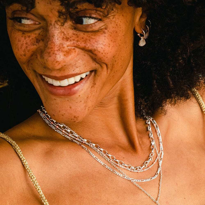 Daisy London Sterling Silver Fine Figaro Chain Necklace Additional Image - 3