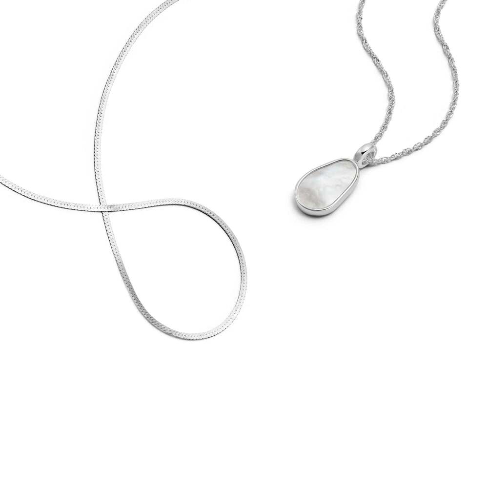 Daisy London Sterling Silver Fine Mother Of Pearl Layering Set