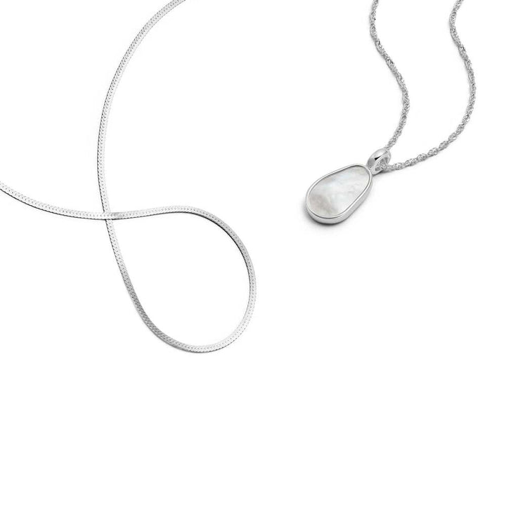 Daisy London Sterling Silver Fine Mother Of Pearl Layering Set