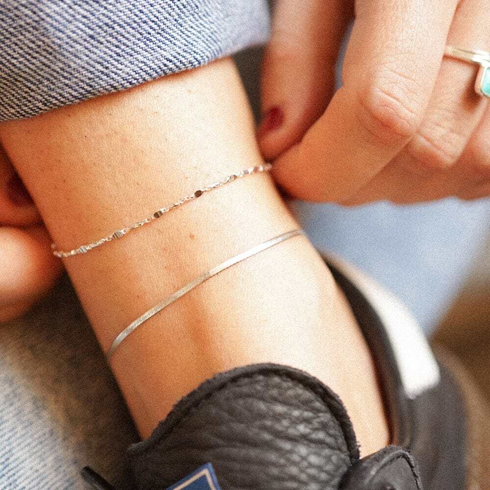 Daisy London Sterling Silver Fine Snake Chain Anklet Additional Image - 2