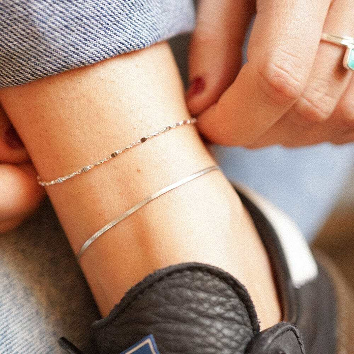 Daisy London Sterling Silver Fine Snake Chain Anklet Additional Image - 2