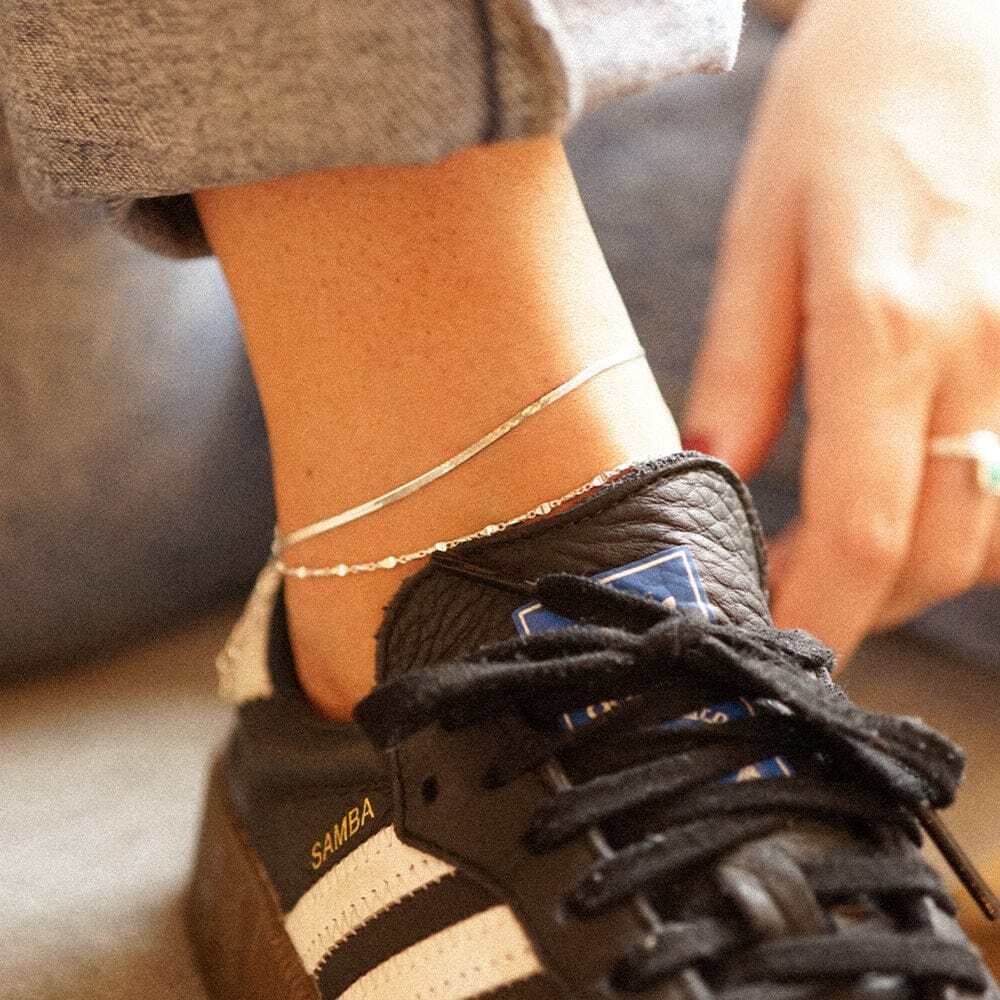 Daisy London Sterling Silver Fine Snake Chain Anklet Additional Image - 3