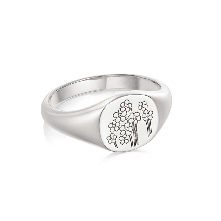 Daisy London Sterling Silver Forget Me Not Signet Ring