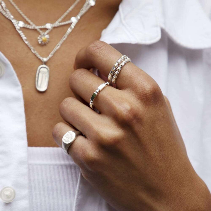 Daisy London Sterling Silver Forget Me Not Signet Ring Additional Image - 1