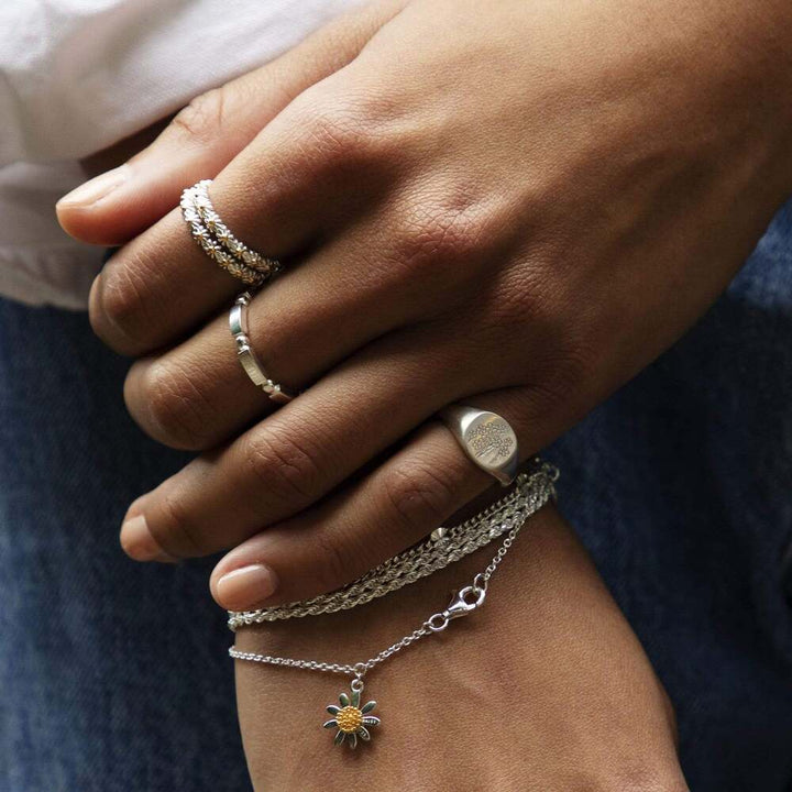 Daisy London Sterling Silver Forget Me Not Signet Ring Additional Image - 3