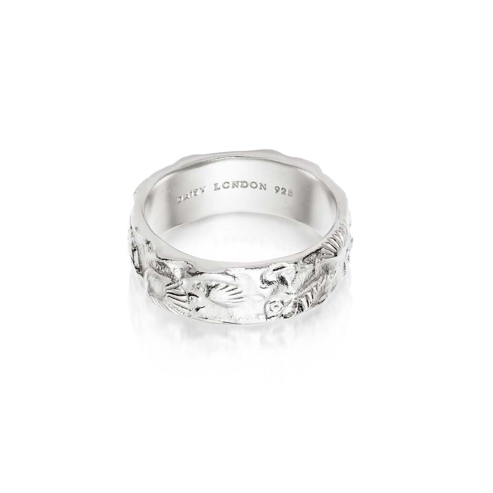Daisy London Sterling Silver Fossil Band Ring