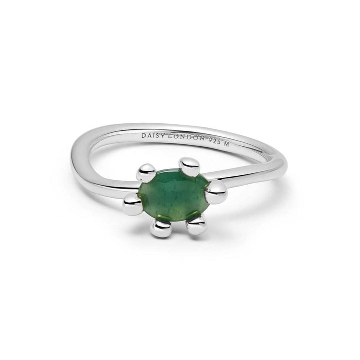 Daisy London Sterling Silver Green Aventurine Claw Ring