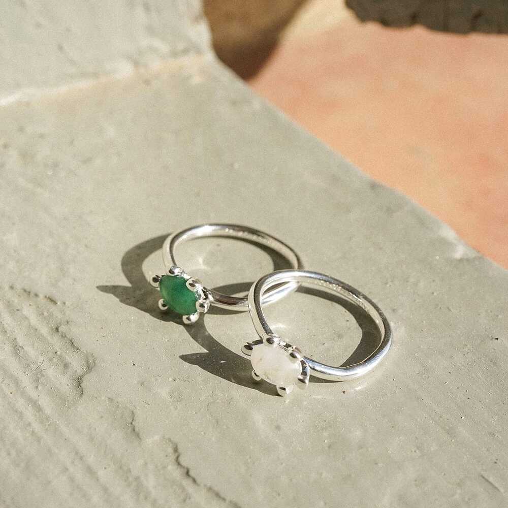 Daisy London Sterling Silver Green Aventurine Claw Ring Additional Image - 2