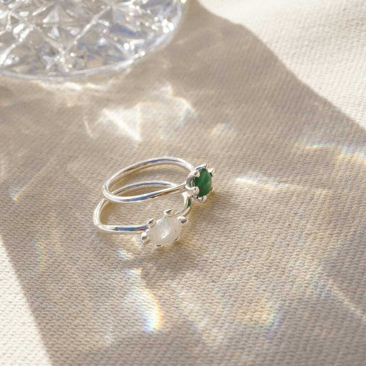 Daisy London Sterling Silver Green Aventurine Claw Ring Additional Image - 4