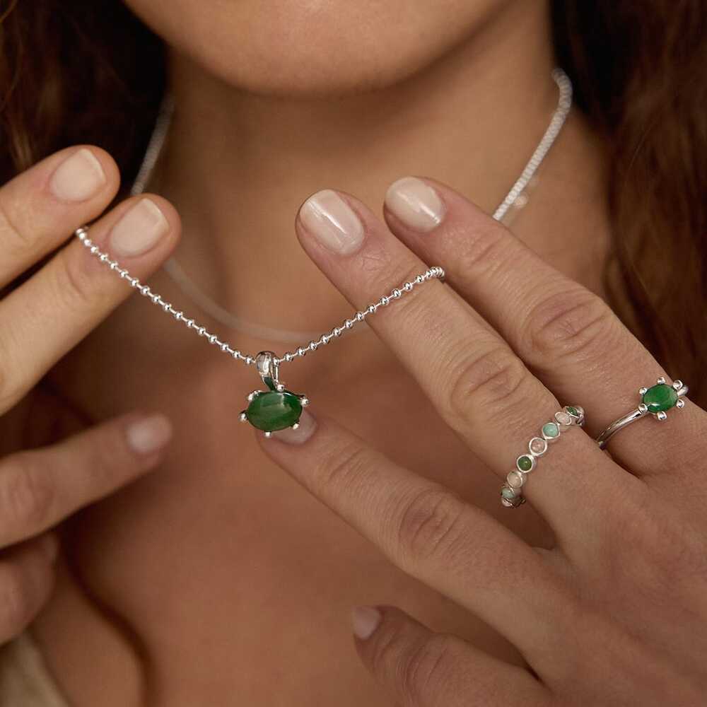 Daisy London Sterling Silver Green Aventurine Claw Ring Additional Image - 5