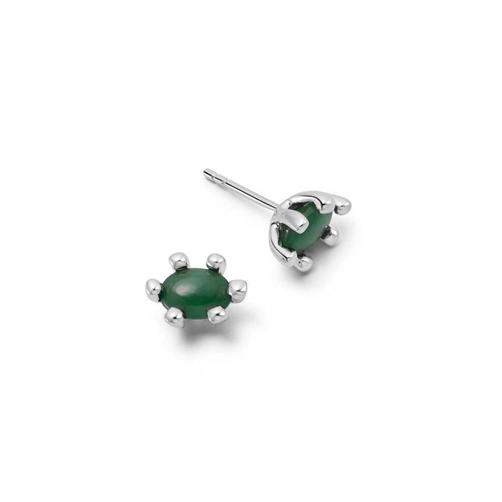 Daisy London Sterling Silver Green Aventurine Claw Stud Earrings