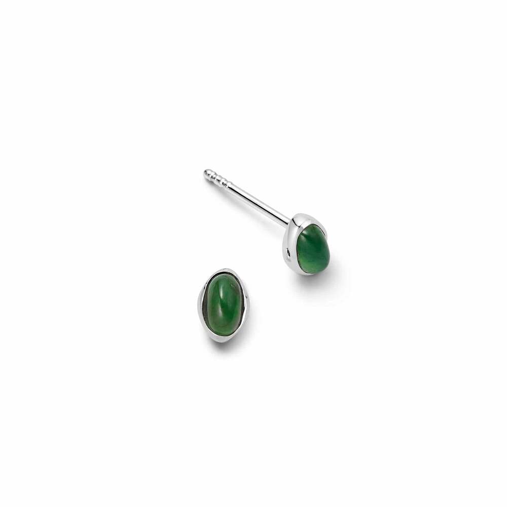 Daisy London Sterling Silver Green Aventurine Oval Stud Earrings