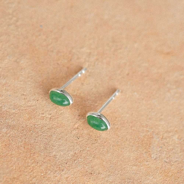 Daisy London Sterling Silver Green Aventurine Oval Stud Earrings Additional Image - 2