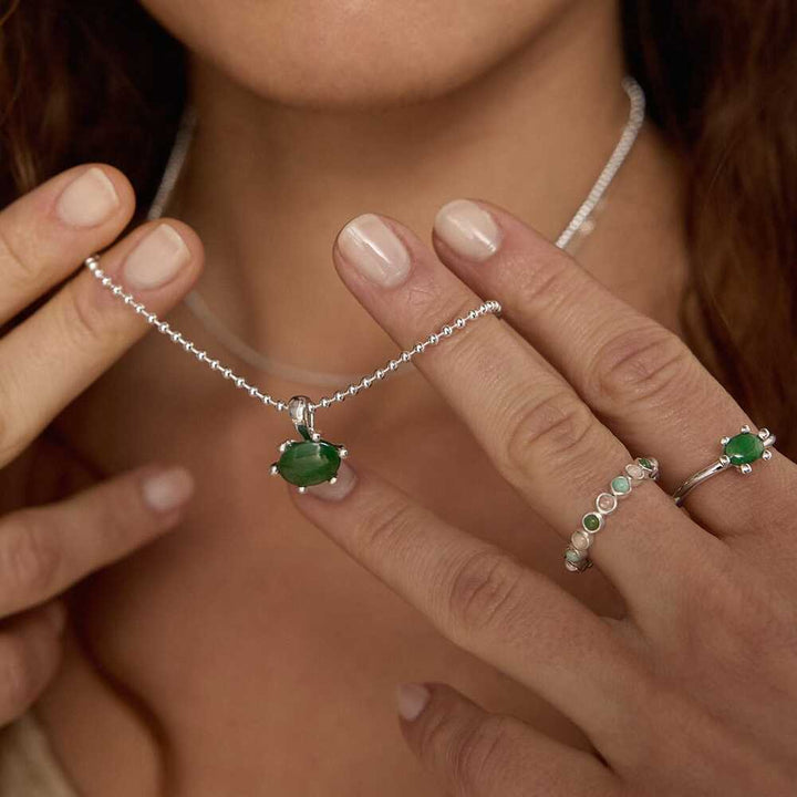 Daisy London Sterling Silver Green Aventurine Pendant Necklace Additional Image - 1