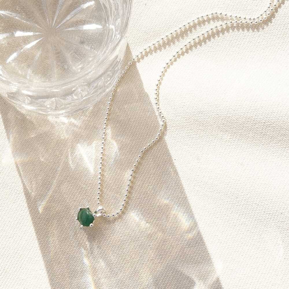 Daisy London Sterling Silver Green Aventurine Pendant Necklace Additional Image - 2