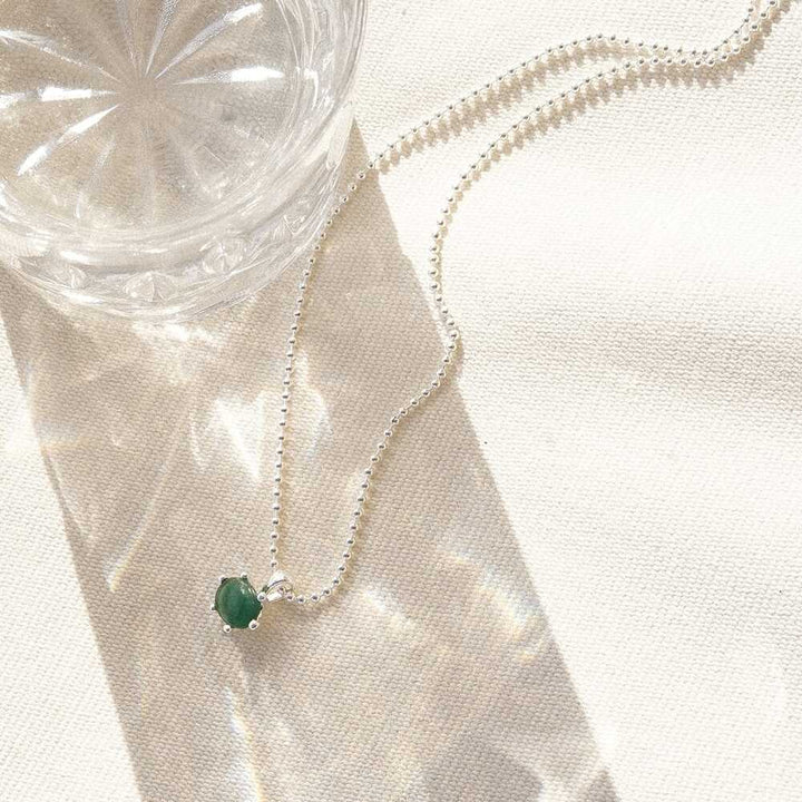 Daisy London Sterling Silver Green Aventurine Pendant Necklace Additional Image - 2