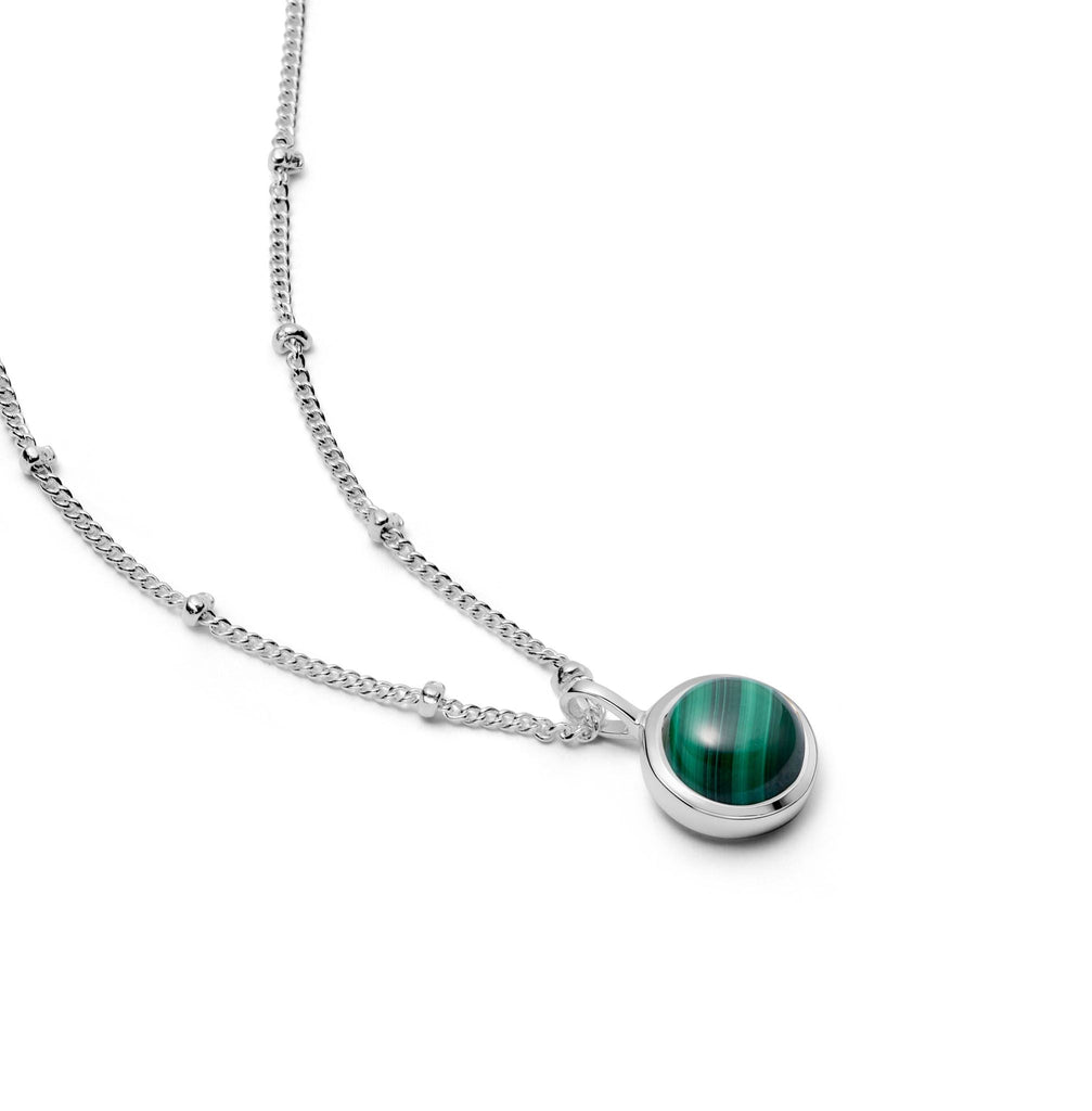 Daisy London Sterling Silver Green Malachite Healing Stone