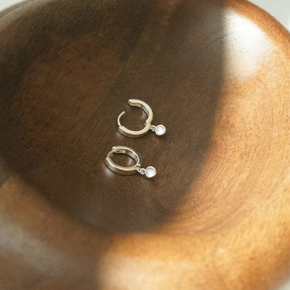 Daisy London Sterling Silver Healing Huggie Hoop Earrings Additional Image - 1