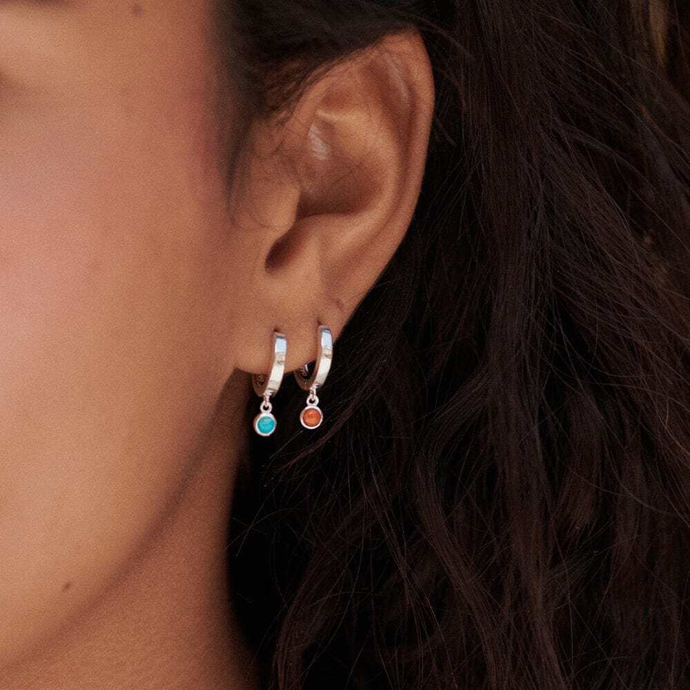 Daisy London Sterling Silver Healing Huggie Hoop Earrings Additional Image - 2