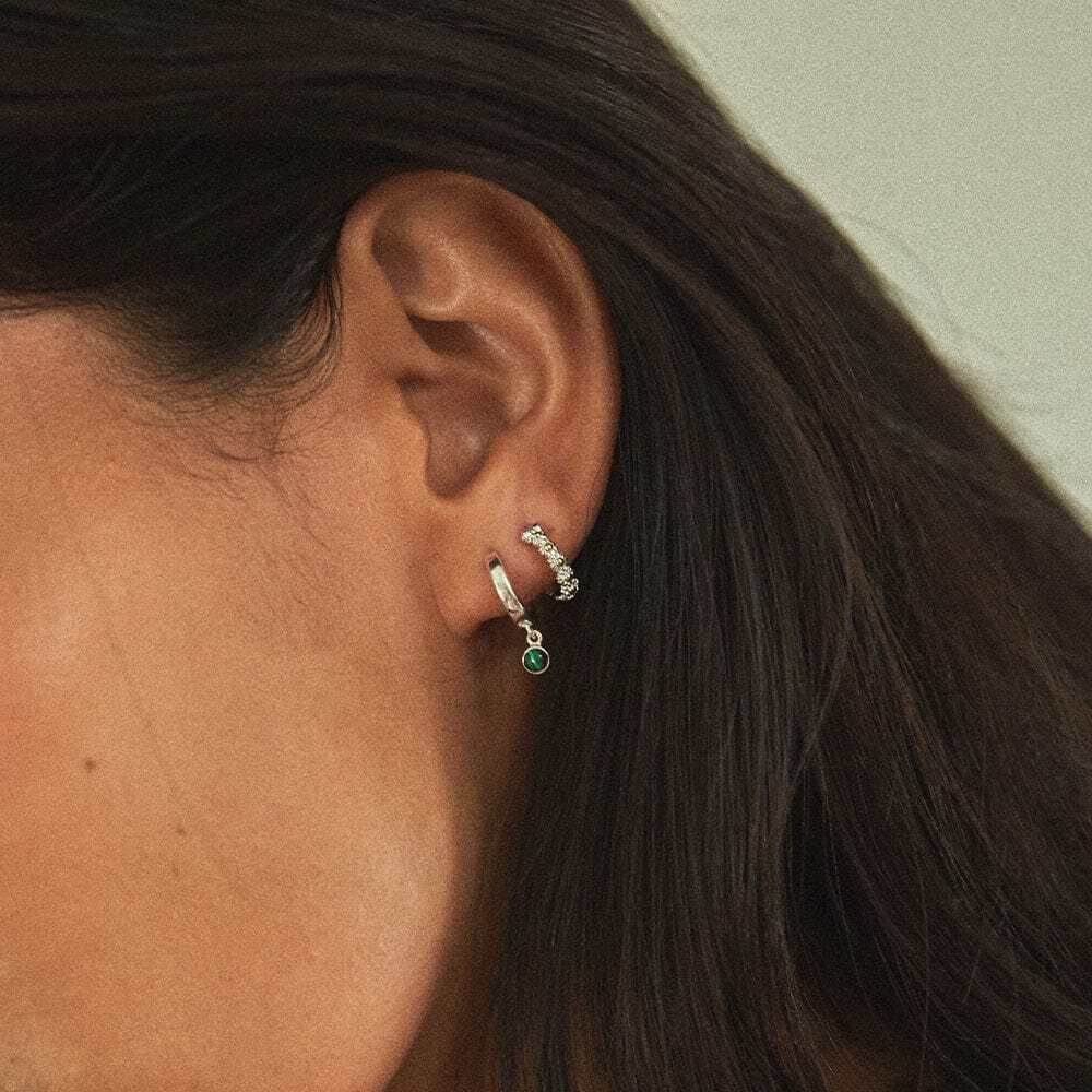 Daisy London Sterling Silver Healing Huggie Hoop Earrings Additional Image - 3