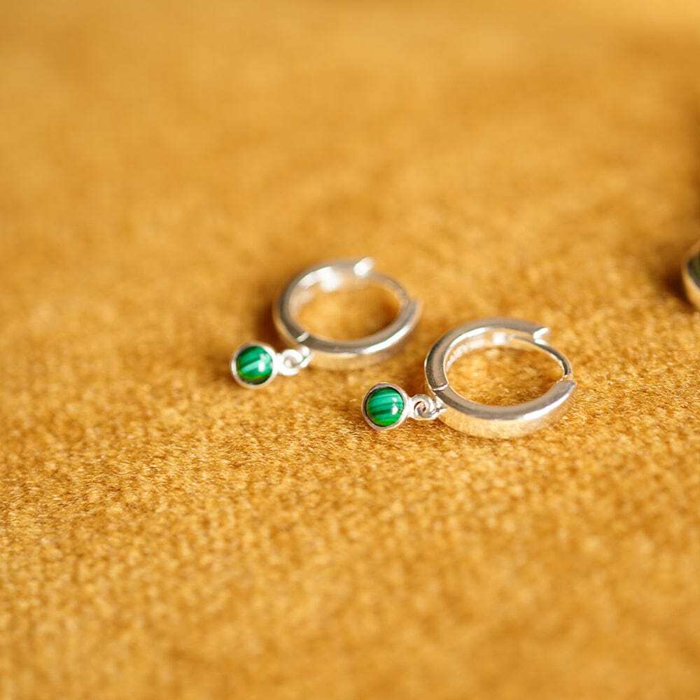 Daisy London Sterling Silver Healing Huggie Hoop Earrings Additional Image - 3