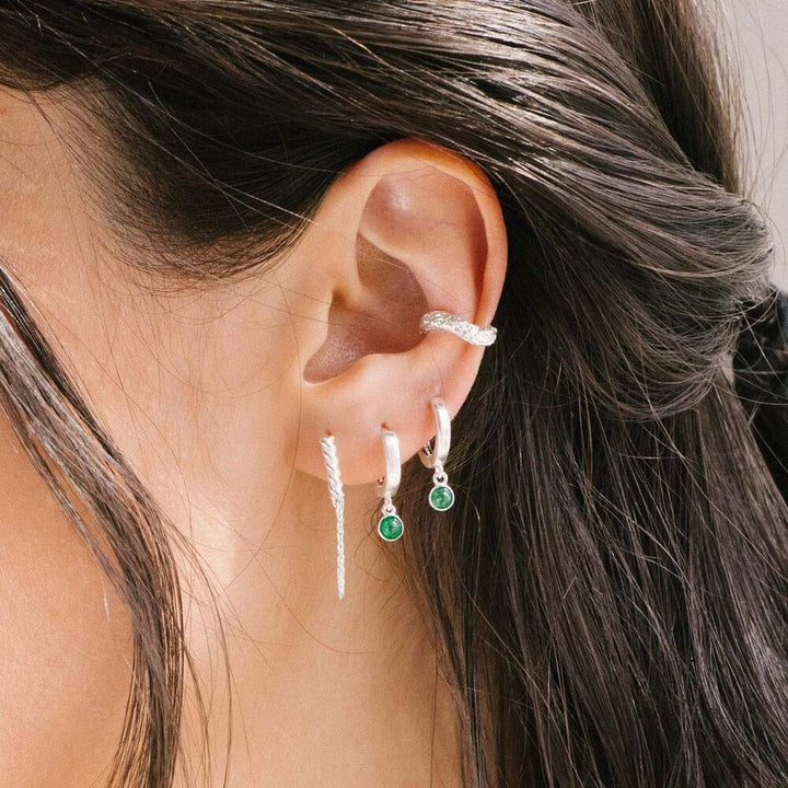 Daisy London Sterling Silver Healing Huggie Hoop Earrings Additional Image - 4