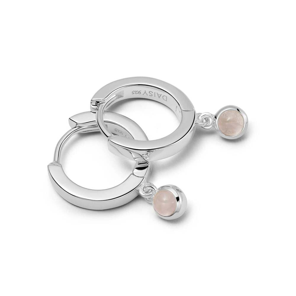 Daisy London Sterling Silver Healing Huggie Hoop Earrings Additional Image - 5