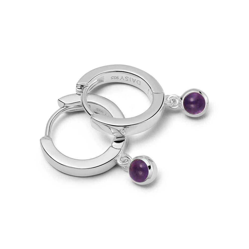 Daisy London Sterling Silver Healing Huggie Hoop Earrings Additional Image - 7
