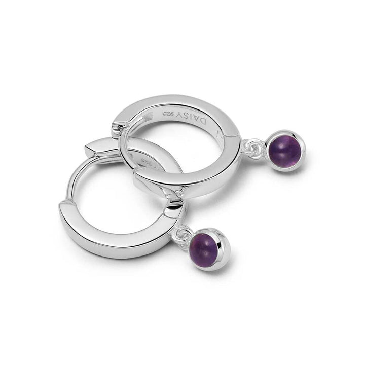 Daisy London Sterling Silver Healing Huggie Hoop Earrings Additional Image - 7