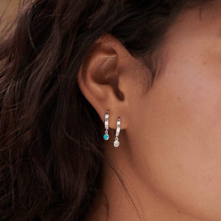 Daisy London Sterling Silver Healing Huggie Hoop Earrings Additional Image - 1