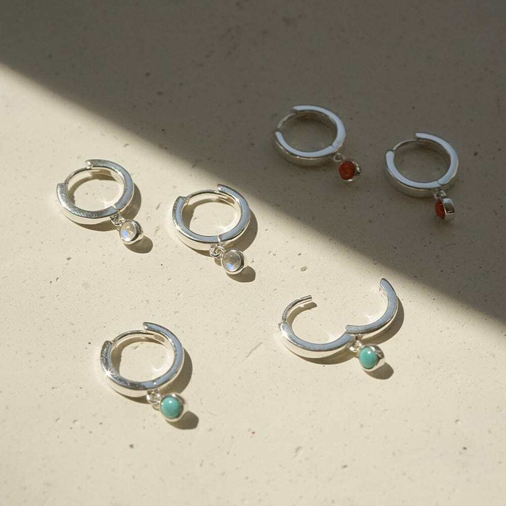 Daisy London Sterling Silver Healing Huggie Hoop Earrings Additional Image - 1
