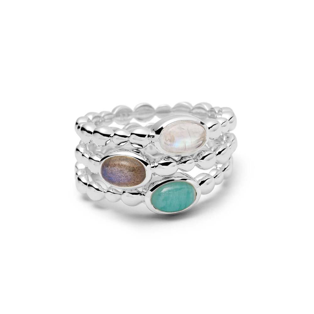 Daisy London Sterling Silver Healing Stone Bobble Ring
