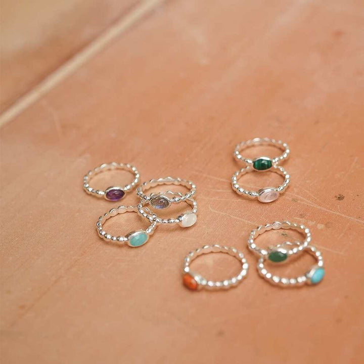 Daisy London Sterling Silver Healing Stone Bobble Ring
