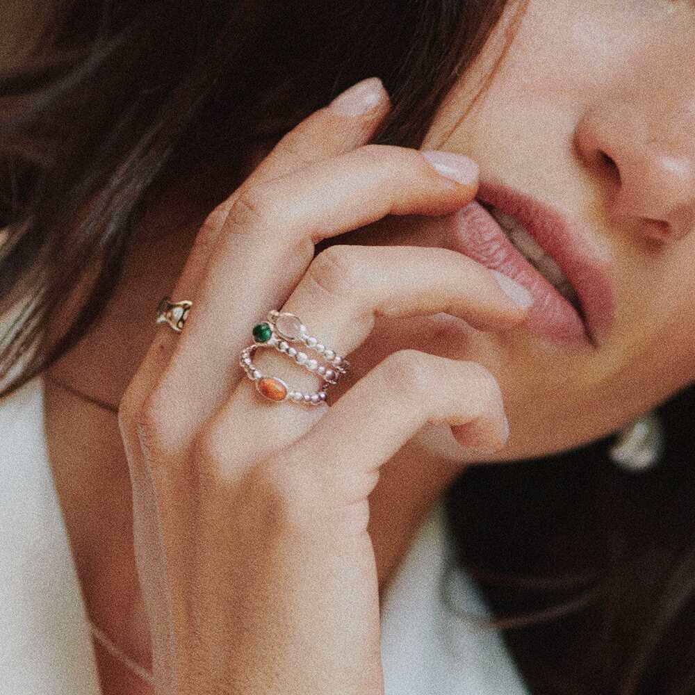 Daisy London Sterling Silver Healing Stone Bobble Ring Additional Image - 8
