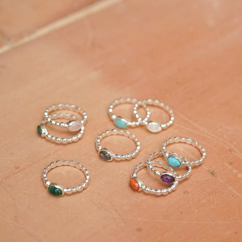 Daisy London Sterling Silver Healing Stone Bobble Ring Additional Image - 1